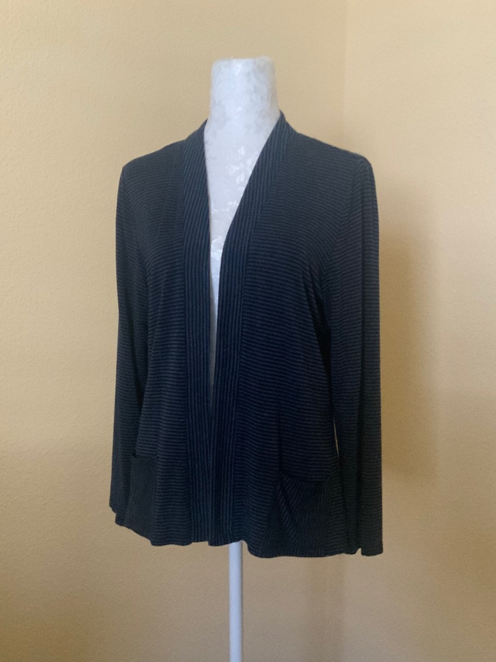 Habitat Open Style Cardigan in Black/Blue Horitzontal Stripes